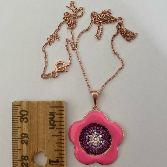 🧿925 sterling silver evileye cz stones necklace - Picture 2 of 4